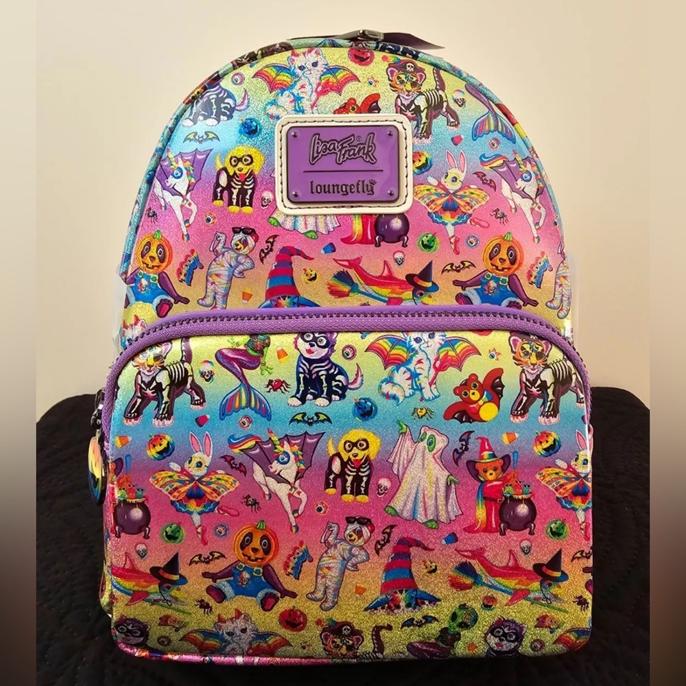 Lisa Frank X Loungefly Halloween Holo Backpack! Glitter & Glows In The Dark